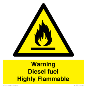 Warning diesel fuel Highly Flammable